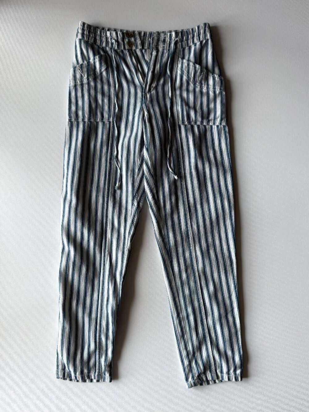 American Eagle Striped High Rise Drawstring Utility Taper Pants